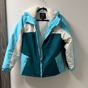 Swiss Tech Blue, Teal, and White Fleece Jacket